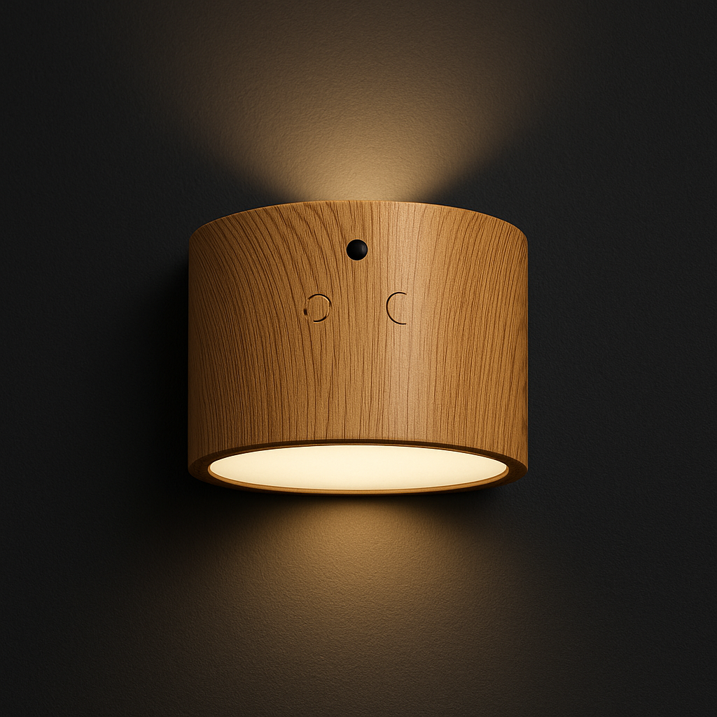 Lumié DuoGlow™ – 360° Dual-Sided LED Wall Light (Wood Grain)