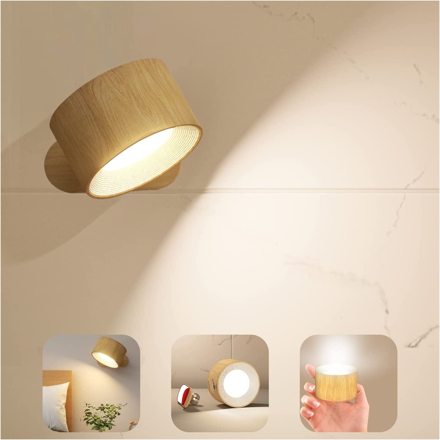 Lumié DuoGlow™ – 360° Dual-Sided LED Wall Light (Wood Grain)