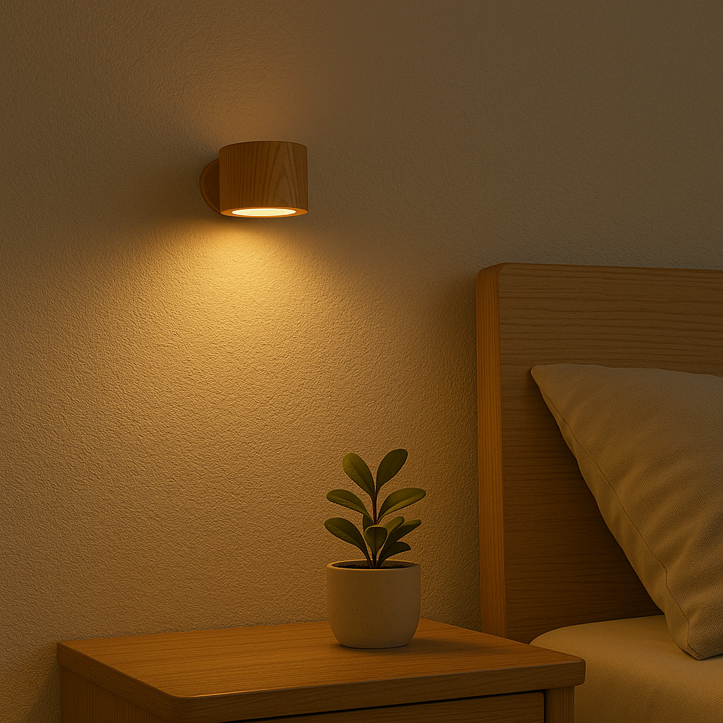 Lumié DuoGlow™ – 360° Dual-Sided LED Wall Light (Wood Grain)