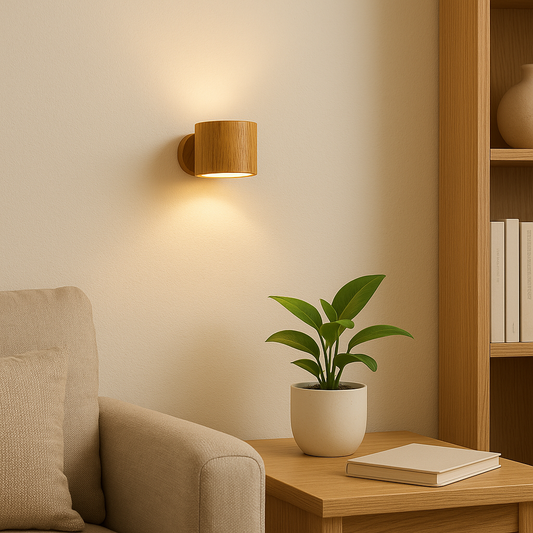 Lumié DuoGlow™ – 360° Dual-Sided LED Wall Light (Wood Grain)